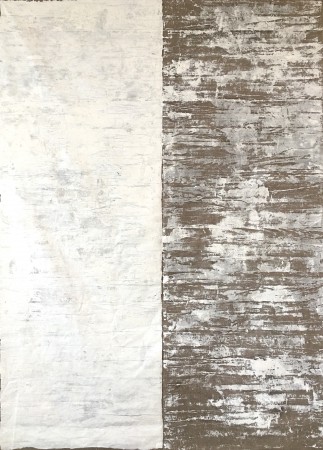 10-11 October 2019 Imprint of Sleep and Transportation. Brooklyn. NY. Titaniumwhite on linnen. 185 x 132 cm.
